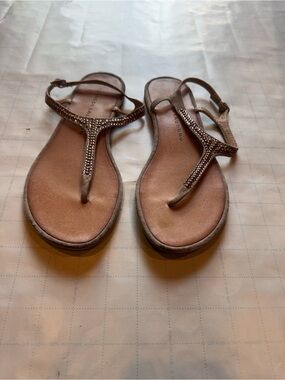 Chinese Laundry Rhinestone T-Strap Sandals - Taupe